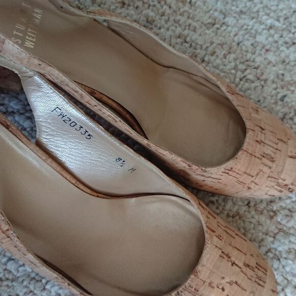 Stuart Weitzman Cork Slingback pump heels size 8 - Picture 6 of 12